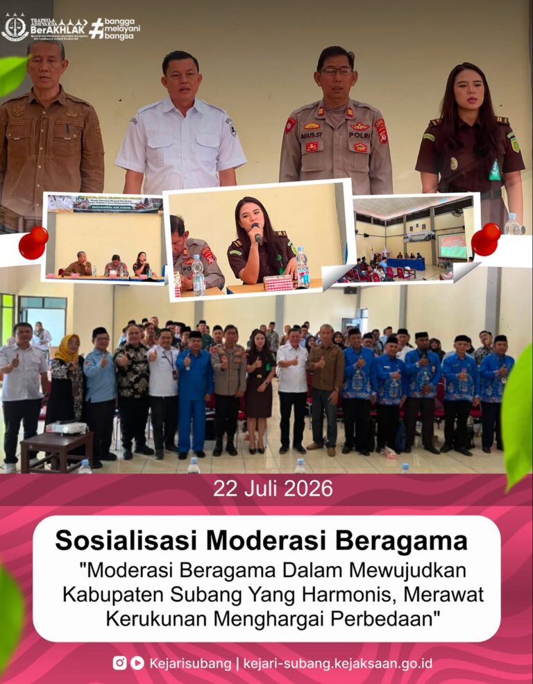 Pada hari Rabu 22 Juli 2026, Kepala Kejaksaan Negeri Subang, Bapak Dr. Noordien Kusumanegara, S.